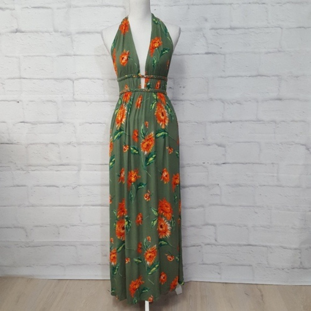 ILLA ILLA Tropical Halter Maxi Dress